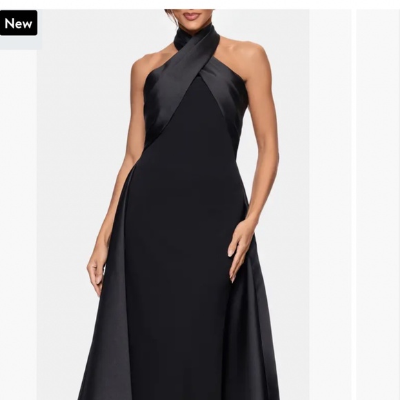 Betsy & Adam Dresses & Skirts - Betsy & Adam Black Satin Halter Wedding Evening Gown